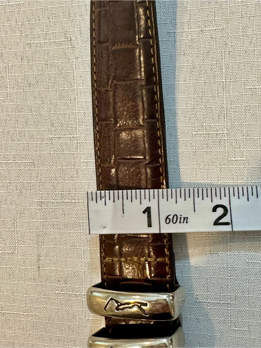 PGA Tour Brown Croc Embossed Leather Golf Belt Size 40
